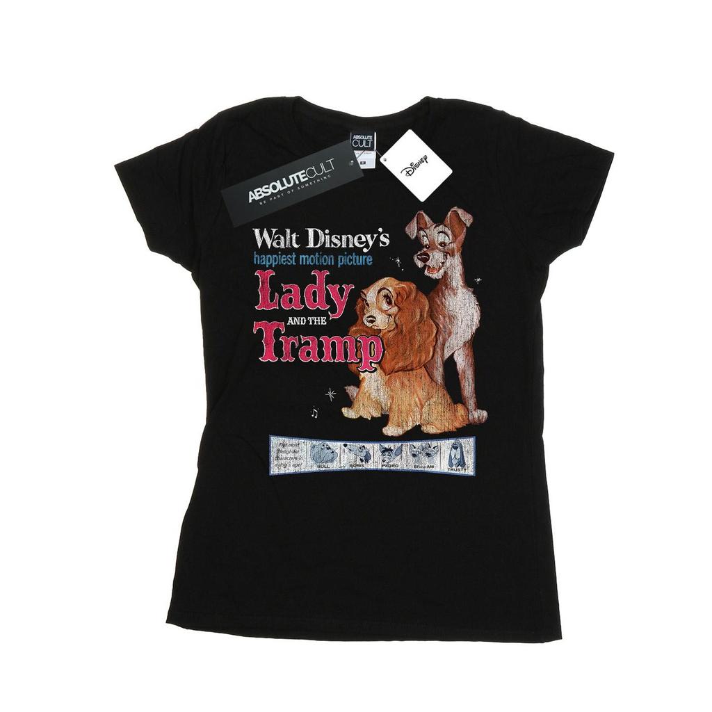 Disney Womens/Ladies Lady And The Tramp Distressed Classic Poster Cotton T-Shirt