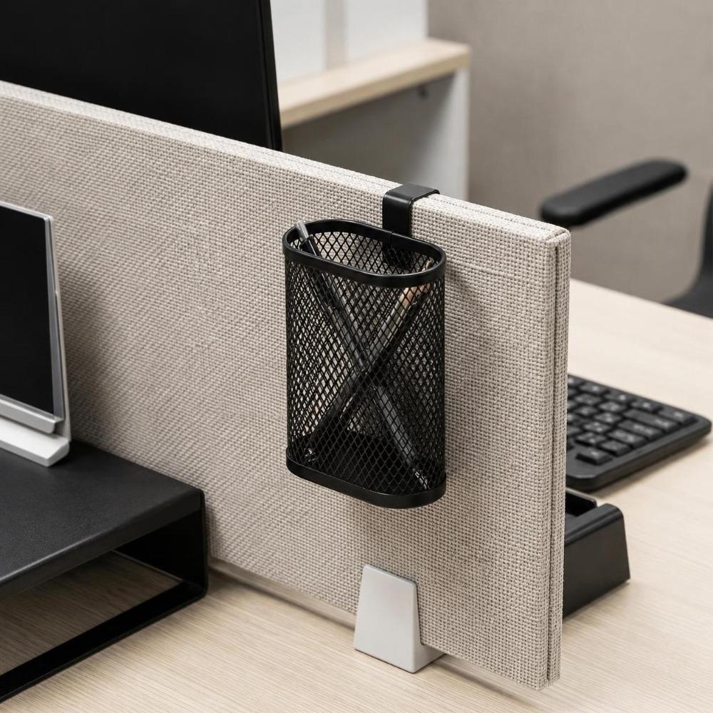 Hook On Style Hanging Pencil Cup Oval Shape Desk Side Pen Organizer Dry Erase Board Use