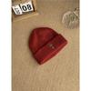 Fall/Winter Street Fashion Distressed Knit Cap for Men and Women, Versatile Retro Metal Cross Emblem Wool Hat, Couple Beanie Cap