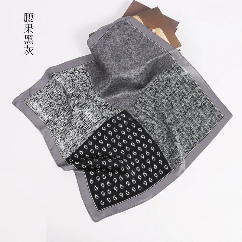 

53cm 100% Silk Men s Luxury Printed Decorated Small Square Scarf Foulard Hijabs For Men 53x53cm