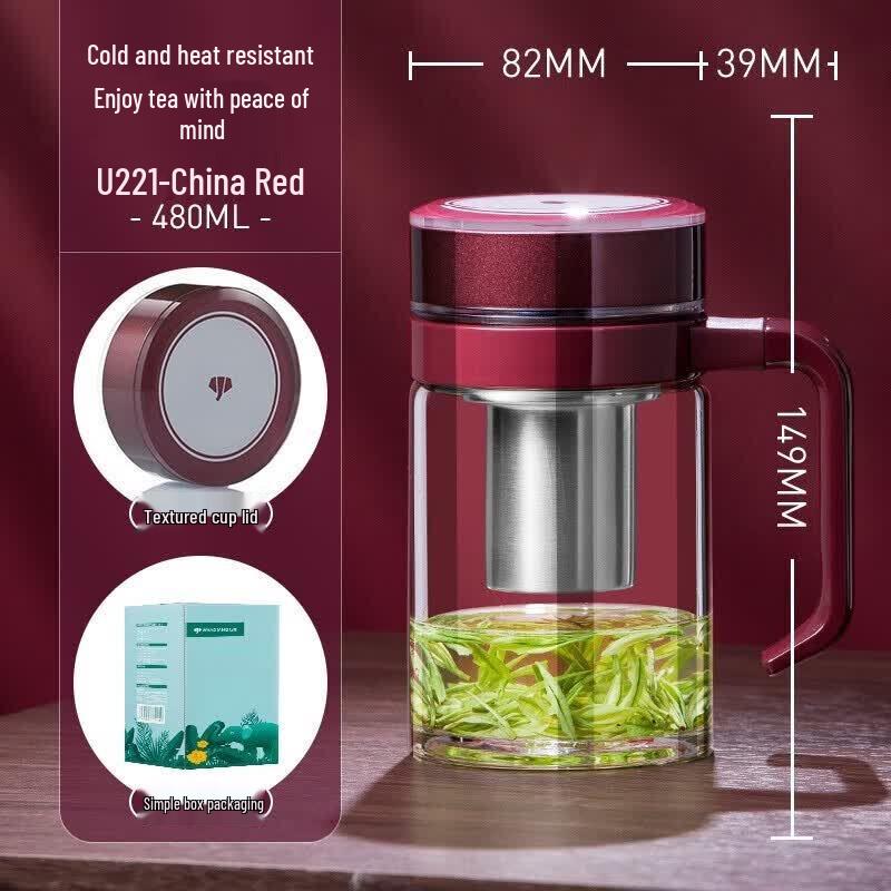 Wanxiang Insulated Glass Mug with Handle