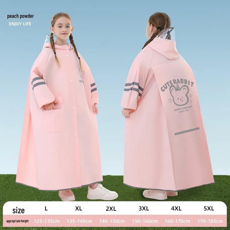 Kids' Long Raincoat with Backpack Compartment - Stormproof Poncho for School, Boys & Girls Plus Size