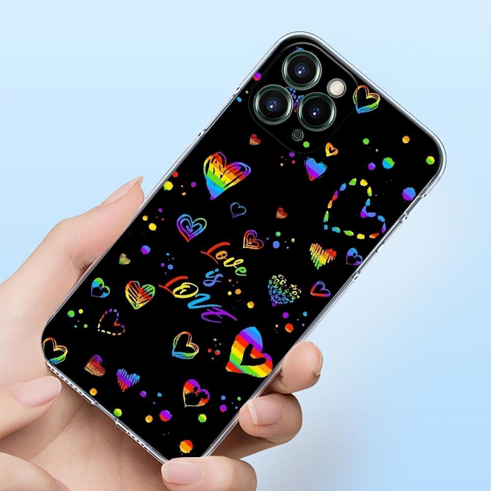 Gay Lesbian LGBT Rainbow Love Shell Case for iPhone 16 15 11 12 13 14 Pro Max for iPhone 16 Plus Soft Transparent Cover Fundas