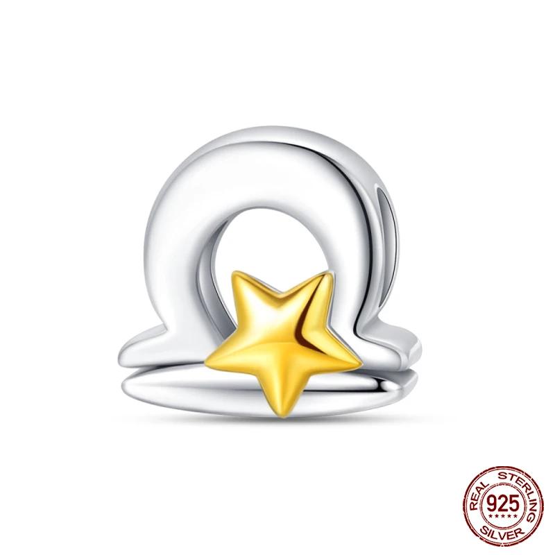 

copper 12 Constellations Charm Bead Charms Golden Star Shape Zodiac Bead Charms Compatible With Authentic Bracelets Do It Yourself Birthday Jewellery