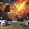 Starry Sky Tapestry, Jesus Oil Painting, Wall Hanging, Living Room Background Poster, Retro Home Decoration Gifts Quick Shipping