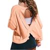 Women's Loose Long Sleeved Backless Women's Top Age Reducing Hollow Out Short Round Neck Women's T-shirt