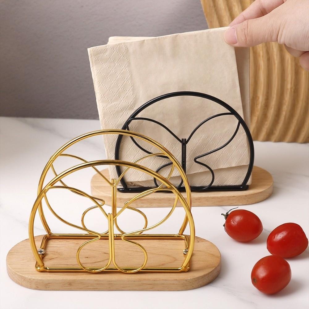 With Wooden Base Tabletop Tissue Rack Decorative Napkin Organizer for Kitchen Dining Table