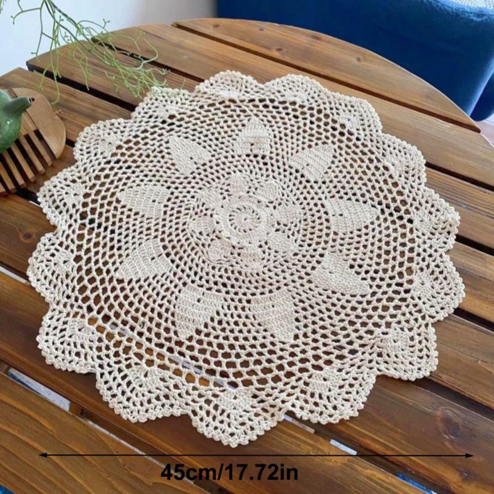 Neue runde Häkeldeckchen Häkelbaumwolle 35/40CM Baumwoll-Deckchen Tischsets
