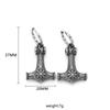 Vintage Vikings Stainless Steel Helmet of Awe Drop Earrings Plated Black Crack Pattern Rune Amulet Dangle Earring Jewelry