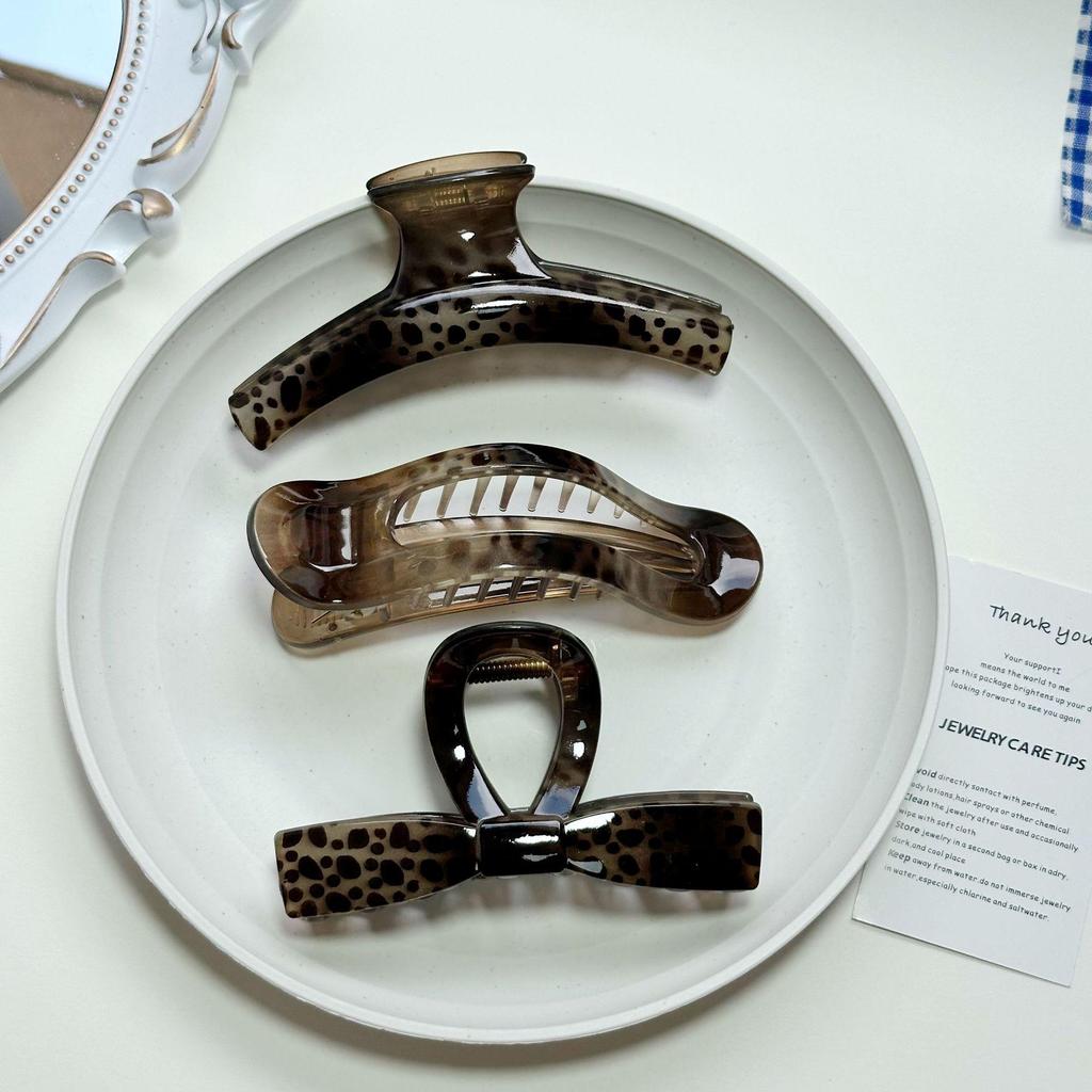 Korean Leopard Gradient Hair Claw Clip for Thick Hair