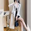 Women's Khaki Trim Long Trench Coat