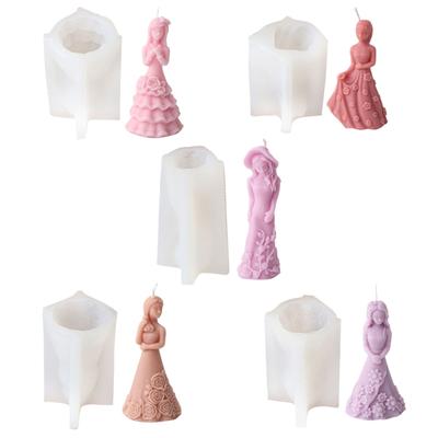 Flexible Silicone Mold Handmade Scented Candle Mould Flower Dress Girl Aromatherapys Jewelry Mold Home Decorations