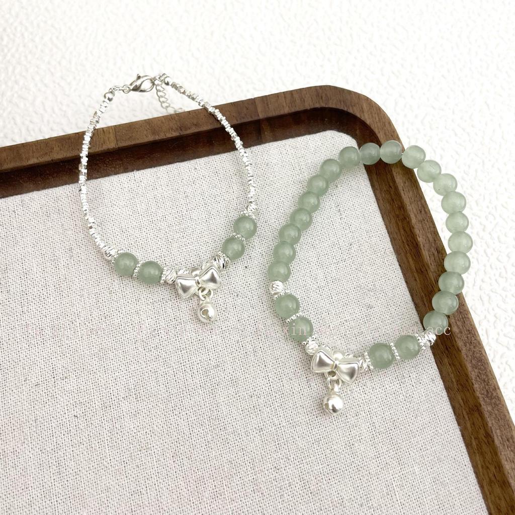 Retro Jade Bow Bell Bracelet: High-End Niche Fashion Jewelry
