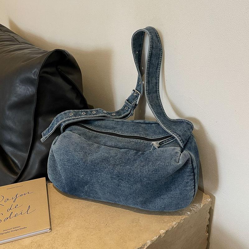 Denim Kissenbeutel Damen neu lässig Nische Street vielseitig Schulter Umhängetasche