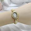 Korean Style Women's Oval Bracelet Watch - Colorful Stone, Versatile, Niche Fashion, Gold, High-End Feel