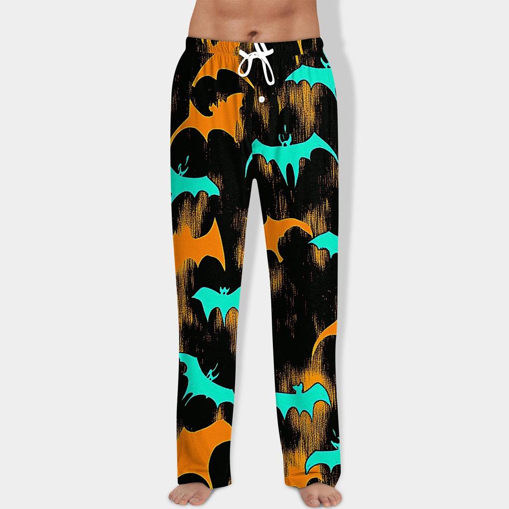 Men's Halloween Print Drawstring Pants Casual Pajama Pants