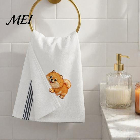 Dog Embroidered Towels Cute Puppy Tea Towel, Corgi Dachshund Kitchen Dish Absorbent Accessories for Owners Quick Dry Hand Towel Lovers Bathroom