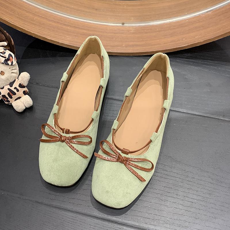 

Retro inner height increase shallow mouth single shoes women s autumn new bow small fresh literary Mary Jane shoes 35 зелёный
