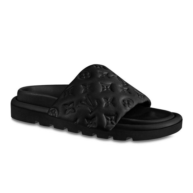 Louis Vuitton Pool Pillow Comfort Down Slippers Women's Black 1AABKH