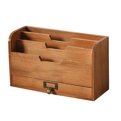 Desktop Organizer Storage Rack Wooden Desktop Organizer with Drawer for Storing Stamps Notes Paper