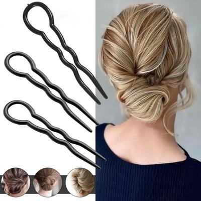 3/6/9 Stück U-Form Haarklammern Duttmacher Pferdeschwanzhalter Frauen Schlichter Stil Haaraccessoires