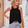 Sommer Ärmellose Halfter Pullover Bluse Frauen Lose Elegante Casual Shirt Für Frauen Mode Gefaltetes Festes Tank Top Blusas 26287