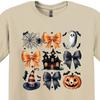 Halloween Coquette T-Shirt, Ghost, Pumpkins & Bows