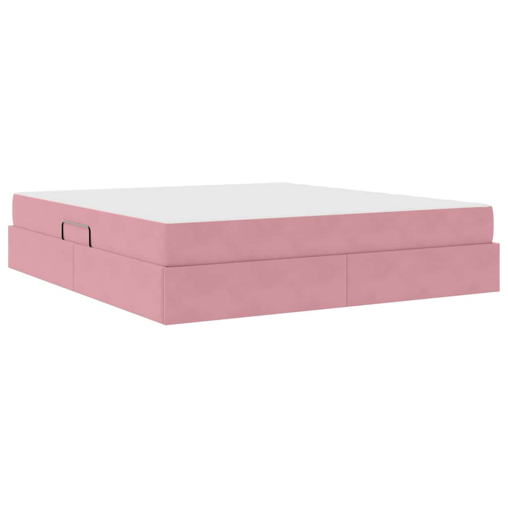 Storage Bed with Mattress Pink 160 x 200 cm Velvet