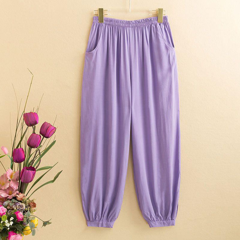 

Women s Cotton Silk Yoga Lantern Pants - Casual Wide-Leg, Tai Chi, Solid Color, Summer. XL (90-110 jin)