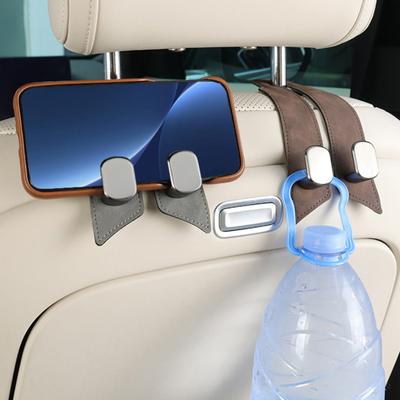 Cârlig de calitate pentru tetiera mașinii, cârlig premium din piele întoarsă, pentru scaunul din spate, agățat, cârlig dublu, cârlig mare din aliaj, cârlig universal