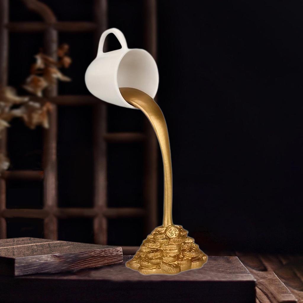 Floating Coffee Cup Mug Sculpture Fengshui Ornament Bedroom Modern Office Resin Statue for Bar Cafe
