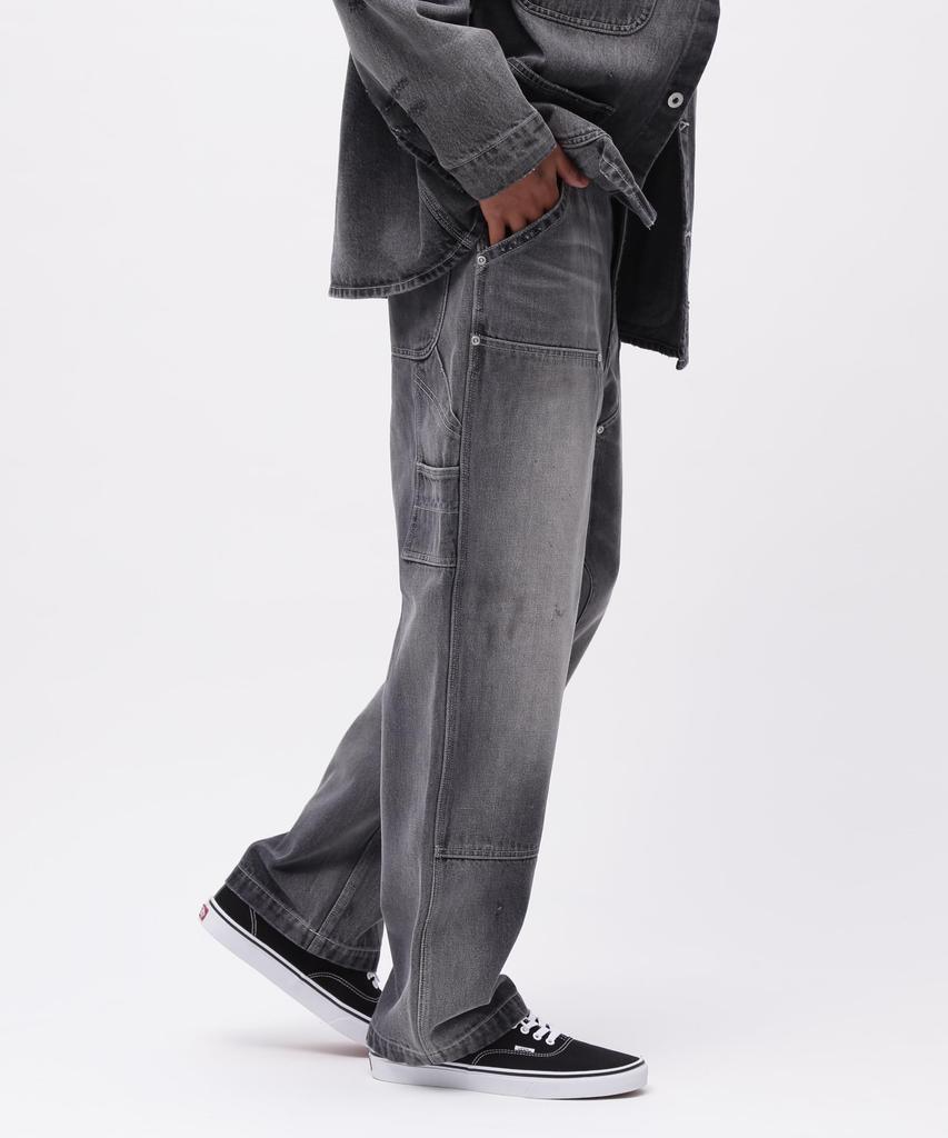 Avirex UNIVERSAL OVERALL DENIM DOUBLE KNEE PAINTER XL 010 PANTS, Men's Black, 783-5111201