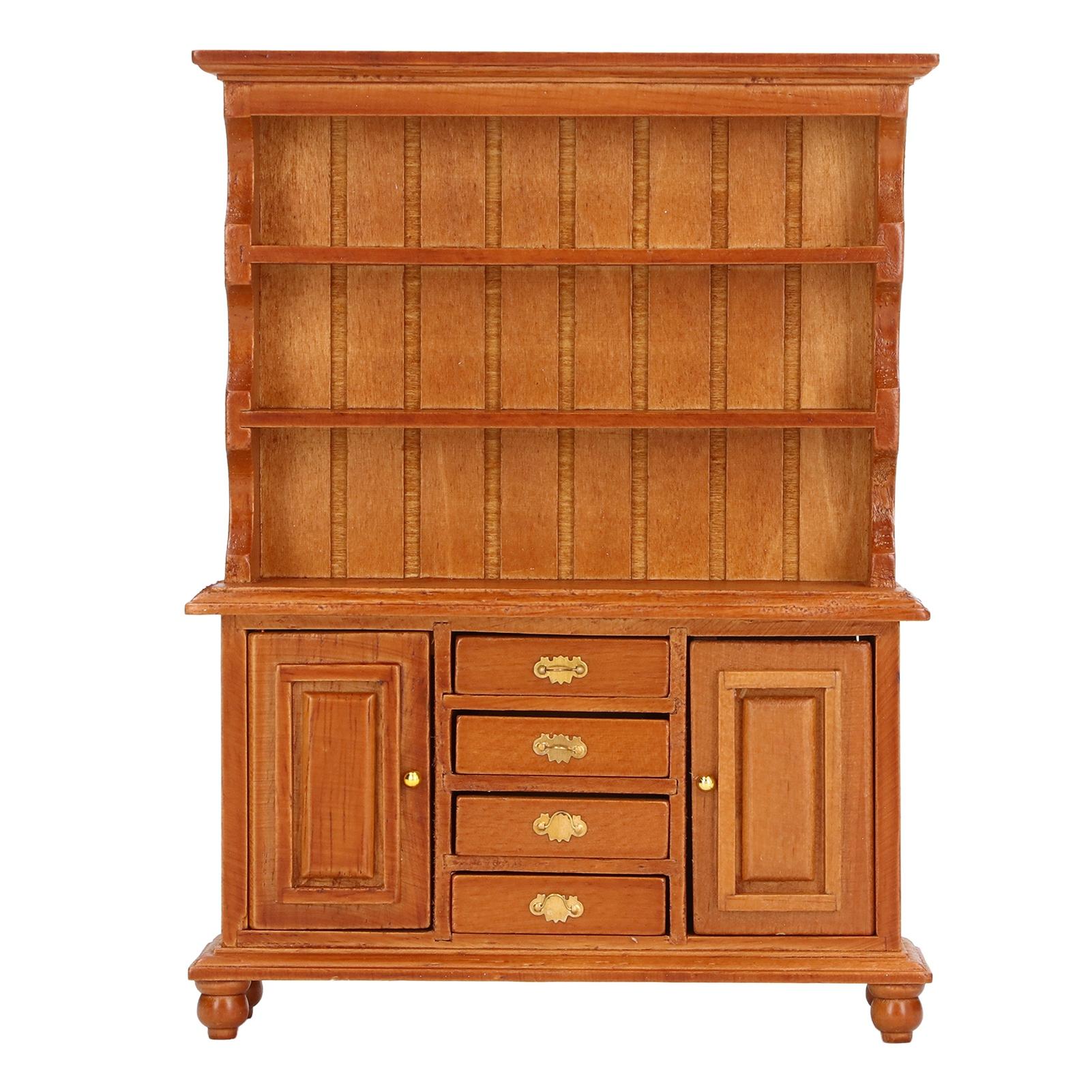 

Dollhouse Bookshelf 1:12 Mini Doll House Furniture Retro Miniature Bookcase Savings Cabinet Study