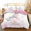 Hot Sale Cartoon Unicorn Kids Girls Pink 3D Bedding Set Duvet Cover Bedcllothes Animal Printed Queen King Size Home Duvet Covers