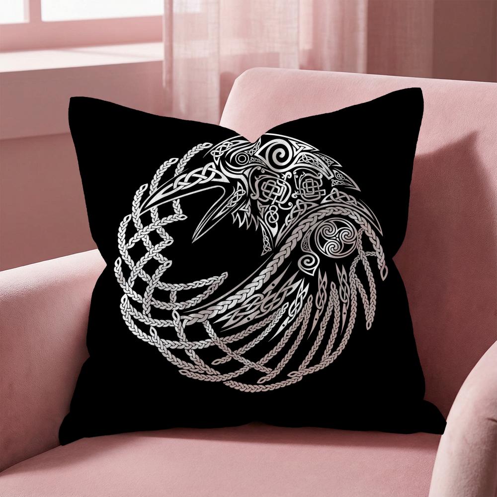 Viking Amulet Pattern Cushion Cover Multi-Scene Pillow Cover for Home & Car - Reversible, Soft & Durable for Daily Use