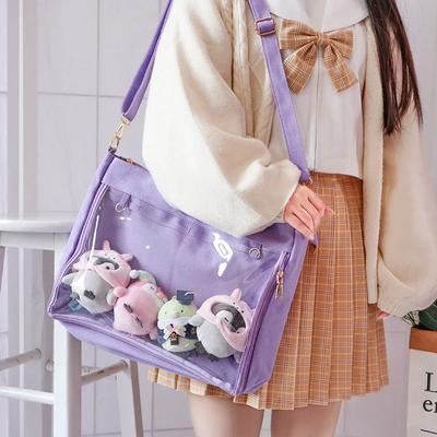 Big Ita Bag Black with Insert Japanese Cute Clear Women Double Straps Girls Kawaii Transparent Shoulder Bag Purses and Handbags