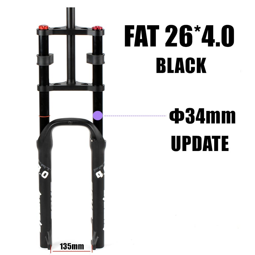 HIMALO 26 Zoll Fat Tire Schnee-Fahrradgabel 34mm Übergröße 135mm Ausfallende Luftfederung mit einstellbarer Dämpfung Fahrradzubehör