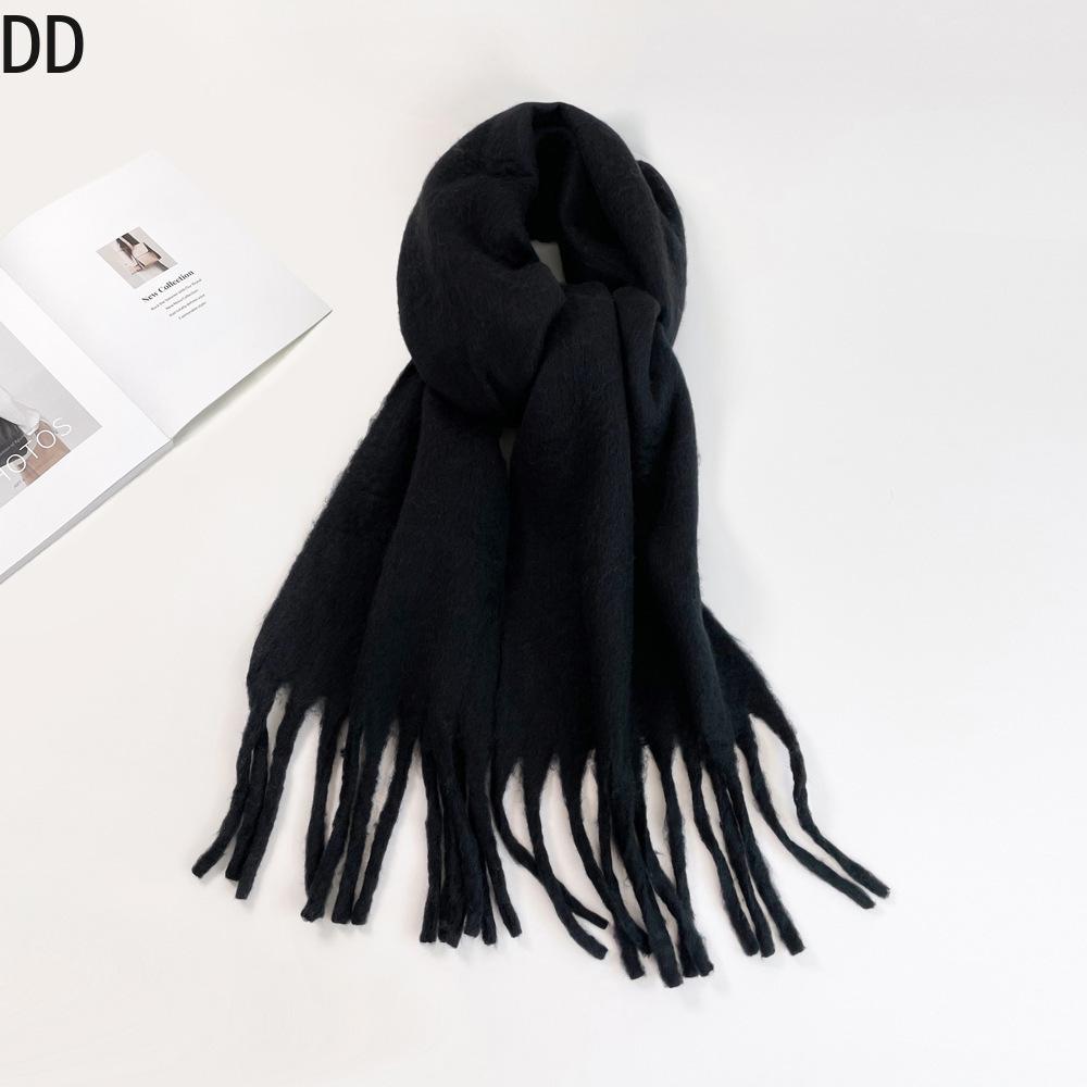 Chic Women Scarf Autumn Winter Mohair Versatile Luxury Green European Shawl Female Soft Warm Thermal Muffler Ladies Y2K Style