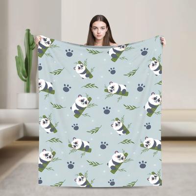 Pandapfotenmuster Tierdecke Bezug Fleece Super Warm Überwurfdecke für Bett Schlafzimmer Steppdecke