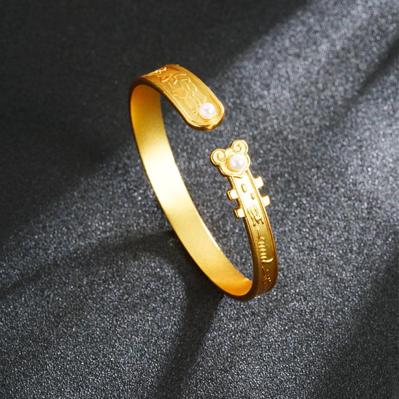 Niche Design Versatile Three-dimensional Pattern Pipa Open Jewelry Bracelet One Size(16-22CM)