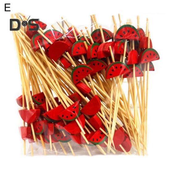 100 Pcs Food Picks Disposable Bamboo No Harm Cactus Shape Salad Sticks for Banquet
