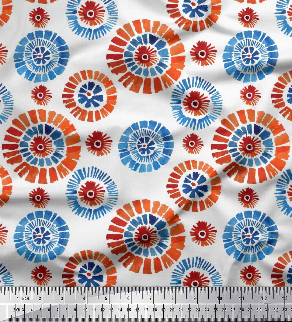 

Тканина Soimoi Japan Crepe Satin Мазок абстрактним принтом Тканина на метр 42 дюйма 42 Inch Wide - Poly Crepe білий