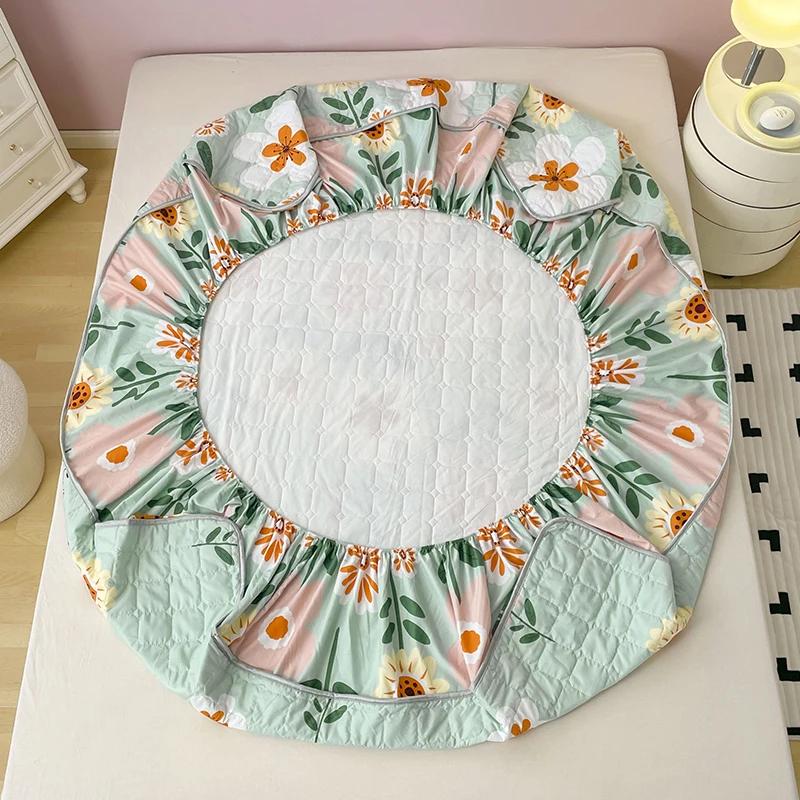New Thicken Quilted Mattress Cover King Bed Fitted Bed Sheet Anti-Bacteria Mattress Topper Air-Permeable Bed Pad (No Pillowcase)