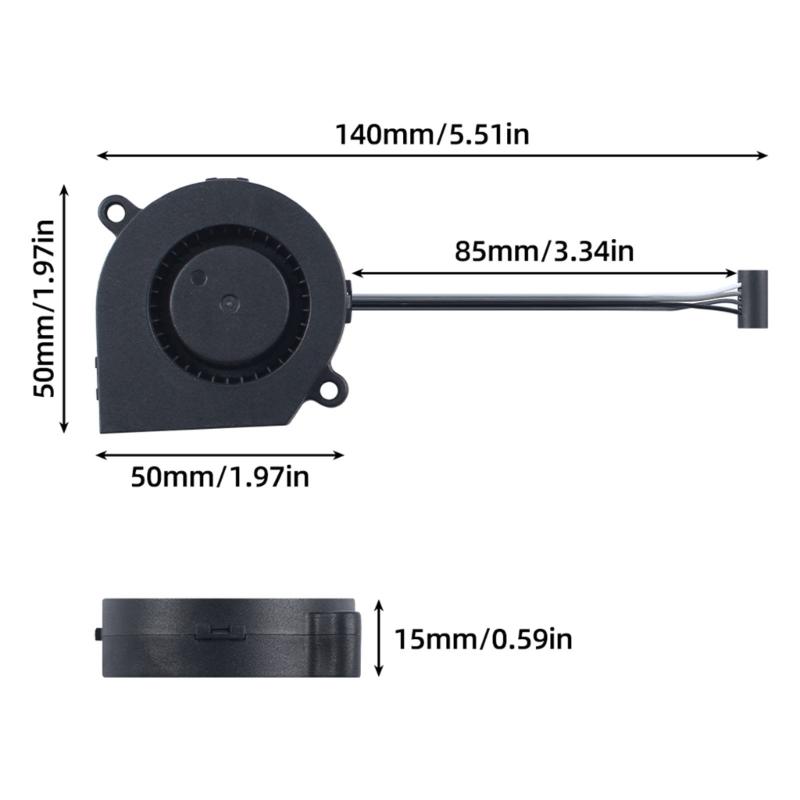 50x50x15mm Low Noise 3D Printer Hotend Cooling Fan Heat Dissipation Installation Accessories for P1P/P1S 3D Printer