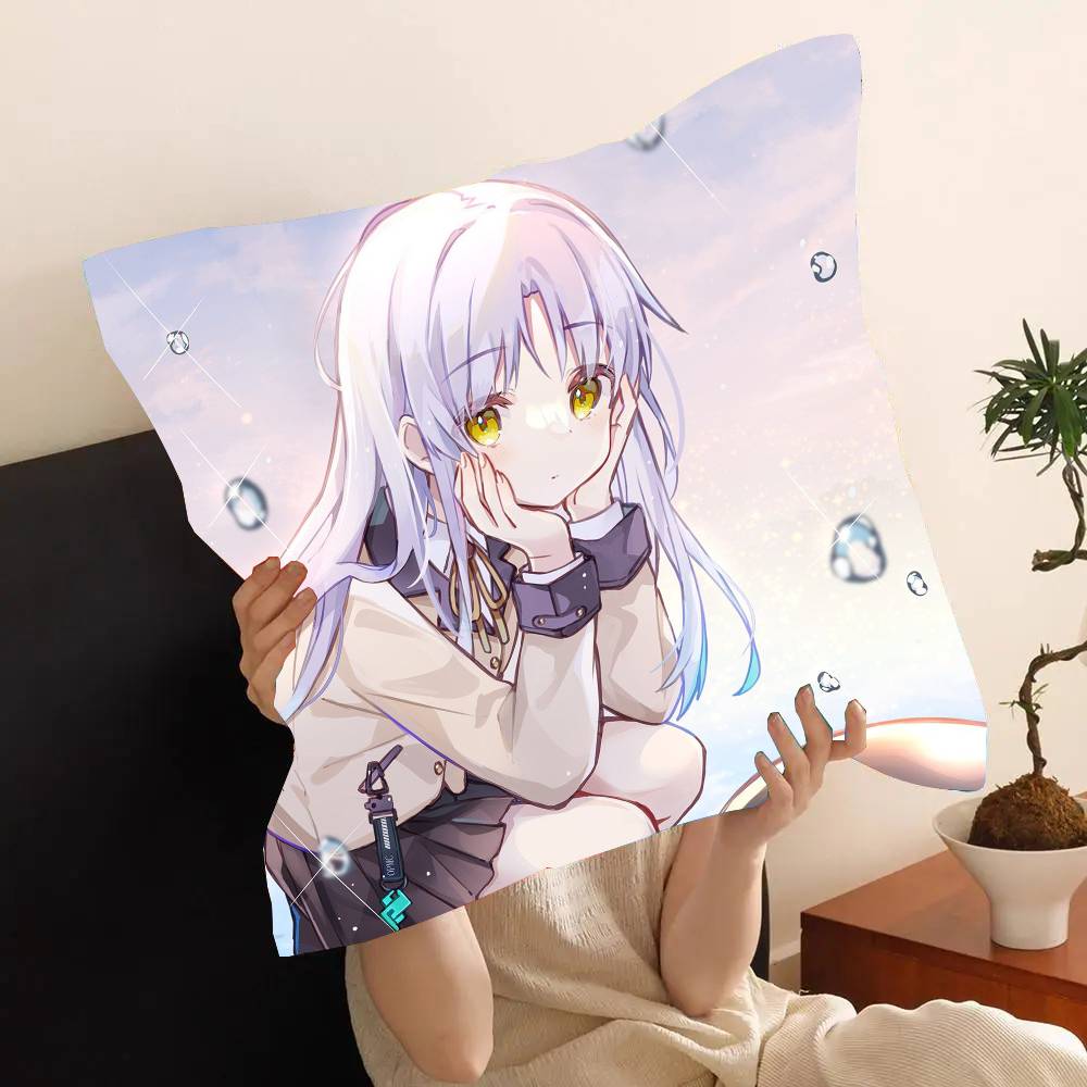 Tachibana Kanade Anime A-Angel Beats Pillow Case Fashion Square Pillowcase Bedroom Sofa Room Ins Decoration Leisure