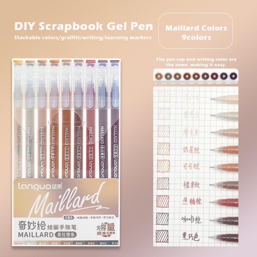 9Colors/Set Multi-color Color Gel Pen Quick Drying Mark Pens Hand Accounting Pen Set  Stationery