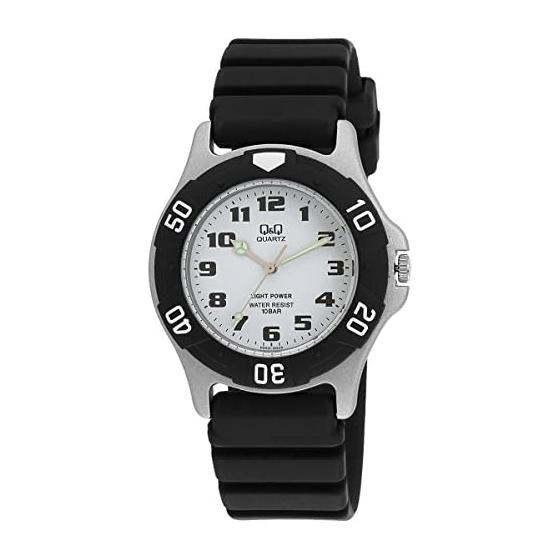 [Citizen QQ] Watch Cue and Cue 10 ATM Water Resistant Analog Solar Watch Urethane Strap White Dial H950J003 Men s Black