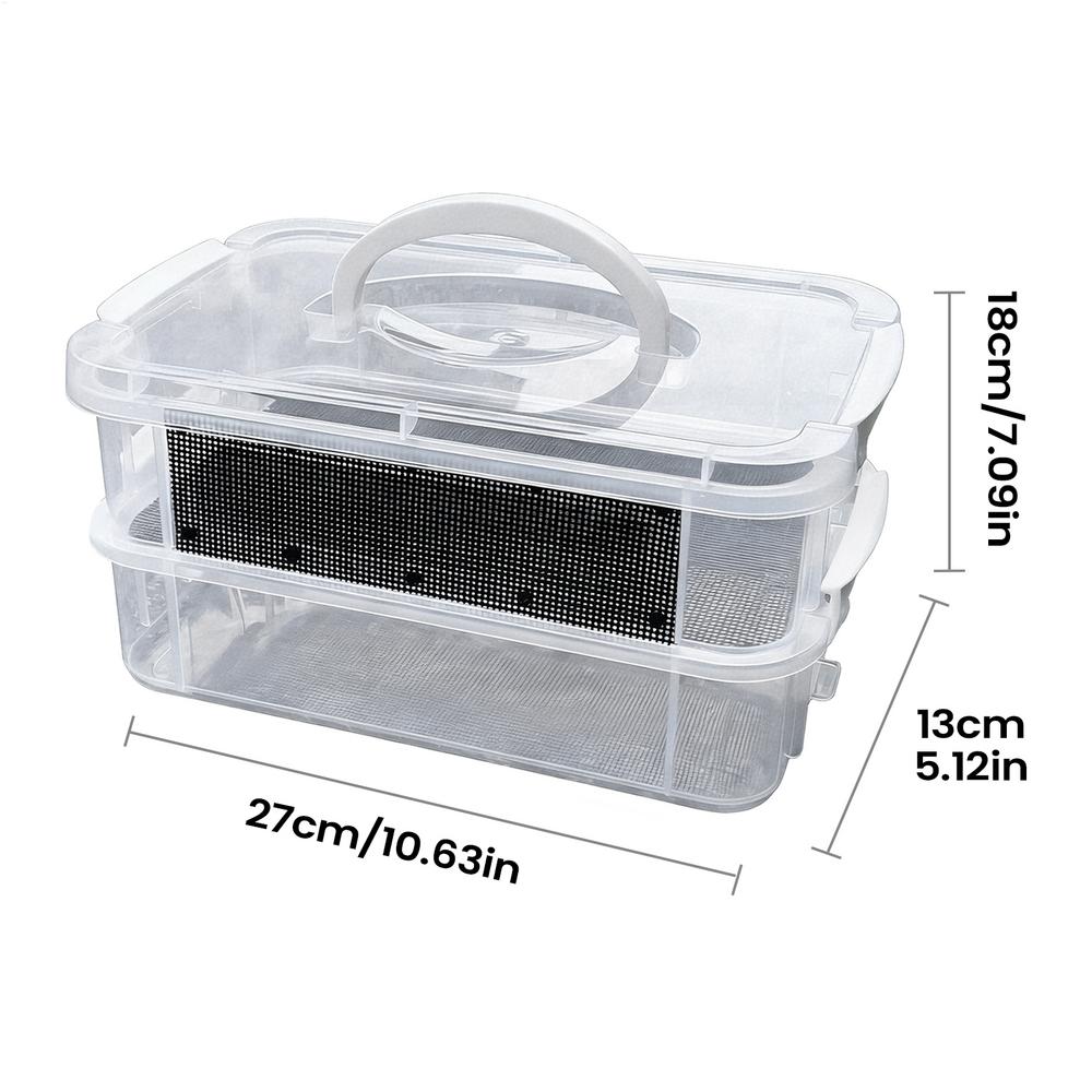Mealworm Farm 2/3 Layer Clear Mesh Breeder Bin Feeder Insect Separation Habitat Easy Clean Cricket Reptile Food Container