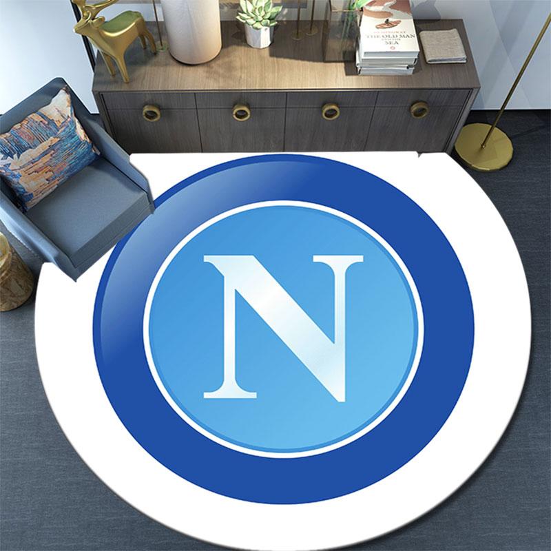 Tappeto Rotondo Stampato SSC Napoli, Tappeto Circolare Antiscivolo Lavabile per Soggiorno Camera da Letto Sala Giochi, Decorazione per Tifosi Sportivi, Regalo per Feste Compleanni