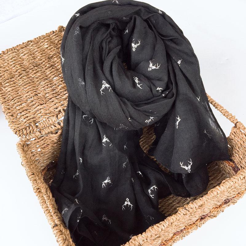 Autumn And Winter Hemp Cotton Bronzing Elk Scarf Widened Long Women'S Shawl Windshield Warm Literary Korean Version Scarf